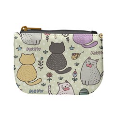 Funny Cartoon Cat Seamless Pattern Mini Coin Purse by Simbadda