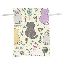 Funny Cartoon Cat Seamless Pattern Lightweight Drawstring Pouch (xl) by Simbadda