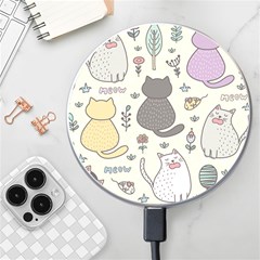 Funny Cartoon Cat Seamless Pattern Wireless Fast Charger(white) by Simbadda