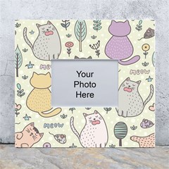 Funny Cartoon Cat Seamless Pattern White Wall Photo Frame 5  X 7  by Simbadda