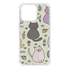 Funny Cartoon Cat Seamless Pattern Iphone 13 Pro Tpu Uv Print Case by Simbadda