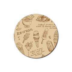 Ice-cream-vintage-pattern Rubber Coaster (round) by Simbadda