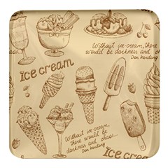 Ice-cream-vintage-pattern Square Glass Fridge Magnet (4 Pack) by Simbadda