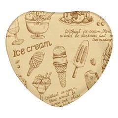 Ice-cream-vintage-pattern Heart Glass Fridge Magnet (4 Pack) by Simbadda