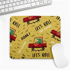 Childish-seamless-pattern-with-dino-driver Large Mousepad by Simbadda