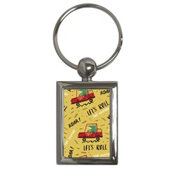 Childish-seamless-pattern-with-dino-driver Key Chain (rectangle) by Simbadda