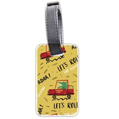 Childish-seamless-pattern-with-dino-driver Luggage Tag (two Sides) by Simbadda