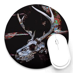 Deer Skull Round Mousepad by MonfreyCavalier