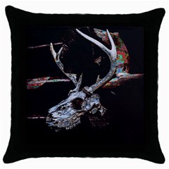 Deer Skull Throw Pillow Case (black) by MonfreyCavalier