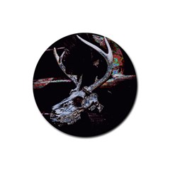 Deer Skull Rubber Coaster (round) by MonfreyCavalier