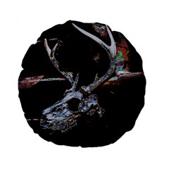 Deer Skull Standard 15  Premium Flano Round Cushions by MonfreyCavalier