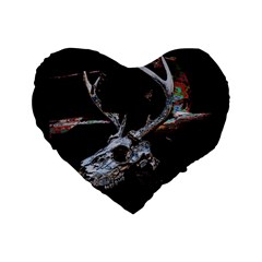 Deer Skull Standard 16  Premium Flano Heart Shape Cushions