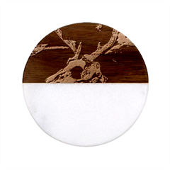 Deer Skull Classic Marble Wood Coaster (round)  by MonfreyCavalier