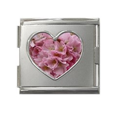 Cherry-blossoms Mega Link Heart Italian Charm (18mm)