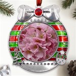 Cherry-blossoms Metal X Mas Ribbon With Red Crystal Round Ornament Front