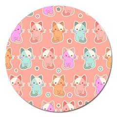 Cute-kawaii-kittens-seamless-pattern Magnet 5  (round) by Simbadda