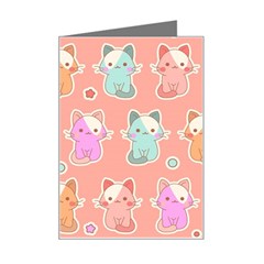 Cute-kawaii-kittens-seamless-pattern Mini Greeting Card by Simbadda