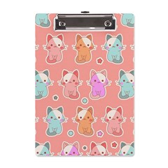 Cute-kawaii-kittens-seamless-pattern A5 Acrylic Clipboard by Simbadda