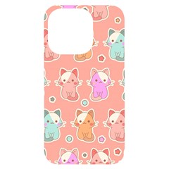 Cute-kawaii-kittens-seamless-pattern Iphone 14 Pro Black Uv Print Case by Simbadda