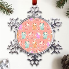 Cute-kawaii-kittens-seamless-pattern Metal Large Snowflake Ornament