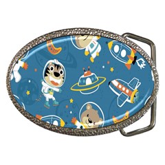 Seamless-pattern-funny-astronaut-outer-space-transportation Belt Buckles by Simbadda