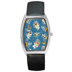 Seamless-pattern-funny-astronaut-outer-space-transportation Barrel Style Metal Watch by Simbadda