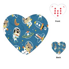 Seamless-pattern-funny-astronaut-outer-space-transportation Playing Cards Single Design (heart) by Simbadda