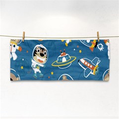 Seamless-pattern-funny-astronaut-outer-space-transportation Hand Towel by Simbadda