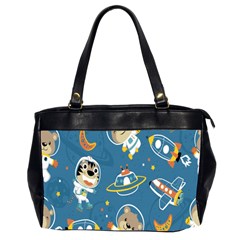 Seamless-pattern-funny-astronaut-outer-space-transportation Oversize Office Handbag (2 Sides) by Simbadda