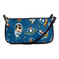 Seamless-pattern-funny-astronaut-outer-space-transportation Shoulder Clutch Bag by Simbadda