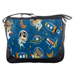 Seamless-pattern-funny-astronaut-outer-space-transportation Messenger Bag by Simbadda