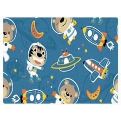 Seamless-pattern-funny-astronaut-outer-space-transportation Premium Plush Fleece Blanket (extra Small) by Simbadda