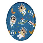 Seamless-pattern-funny-astronaut-outer-space-transportation Oval Glass Fridge Magnet (4 pack) Front