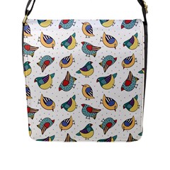 Seamless-pattern-with-hand-drawn-bird-black Flap Closure Messenger Bag (l) by Simbadda