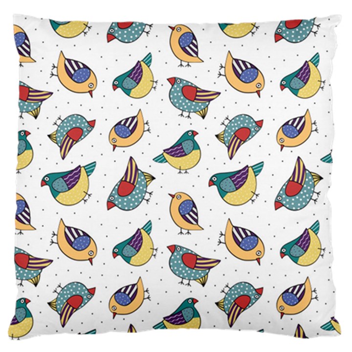 Seamless-pattern-with-hand-drawn-bird-black Standard Premium Plush Fleece Cushion Case (Two Sides)