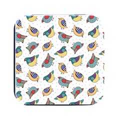 Seamless-pattern-with-hand-drawn-bird-black Square Metal Box (black)