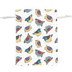 Seamless-pattern-with-hand-drawn-bird-black Lightweight Drawstring Pouch (xl) by Simbadda