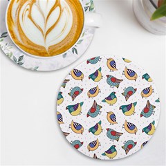 Seamless-pattern-with-hand-drawn-bird-black Uv Print Round Tile Coaster by Simbadda