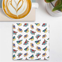 Seamless-pattern-with-hand-drawn-bird-black Uv Print Square Tile Coaster  by Simbadda