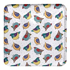 Seamless-pattern-with-hand-drawn-bird-black Square Glass Fridge Magnet (4 Pack)