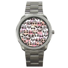 Cute-dog-seamless-pattern-background Sport Metal Watch by Simbadda