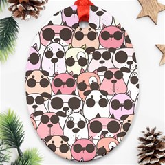 Cute-dog-seamless-pattern-background Oval Ornament (two Sides)