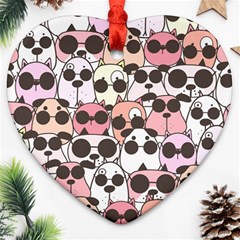 Cute-dog-seamless-pattern-background Heart Ornament (two Sides) by Simbadda