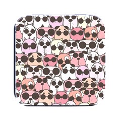 Cute-dog-seamless-pattern-background Square Metal Box (black) by Simbadda