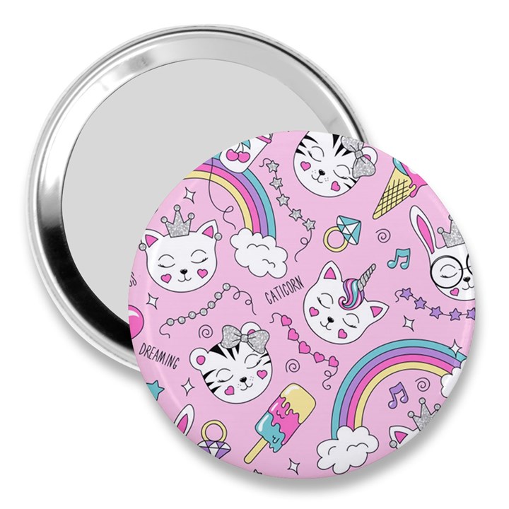 Beautiful-cute-animals-pattern-pink 3  Handbag Mirrors