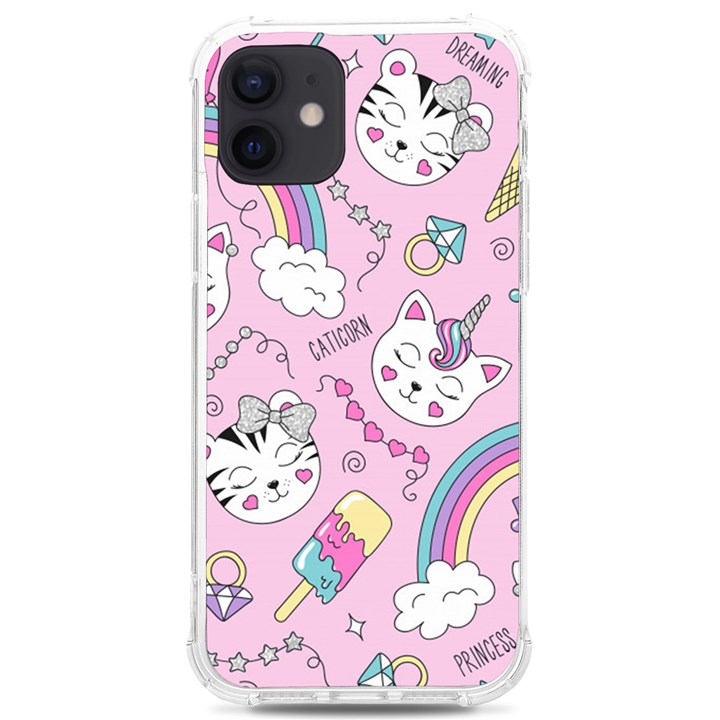 Beautiful-cute-animals-pattern-pink iPhone 12/12 Pro TPU UV Print Case