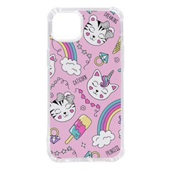 Beautiful-cute-animals-pattern-pink Iphone 14 Plus Tpu Uv Print Case by Simbadda