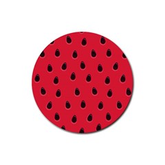 Seamless-watermelon-surface-texture Rubber Coaster (round) by Simbadda