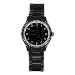 Abstract-math Pattern Stainless Steel Round Watch