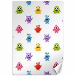 Seamless-pattern-cute-funny-monster-cartoon-isolated-white-background Canvas 12  x 18  11.88 x17.36  Canvas - 1